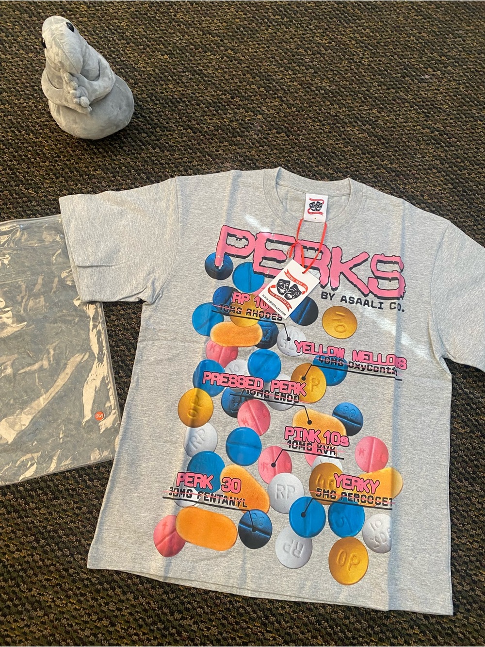 PERKS Graphic Tee - Grey with Multicolor Print